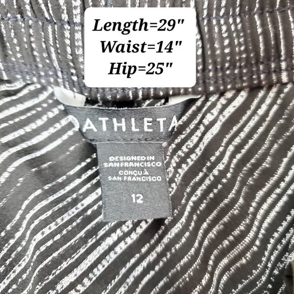 Athleta Striped Skirt Sz 12 Pockets Drawstring Waist Casual Athletic Travel - Picture 5 of 7